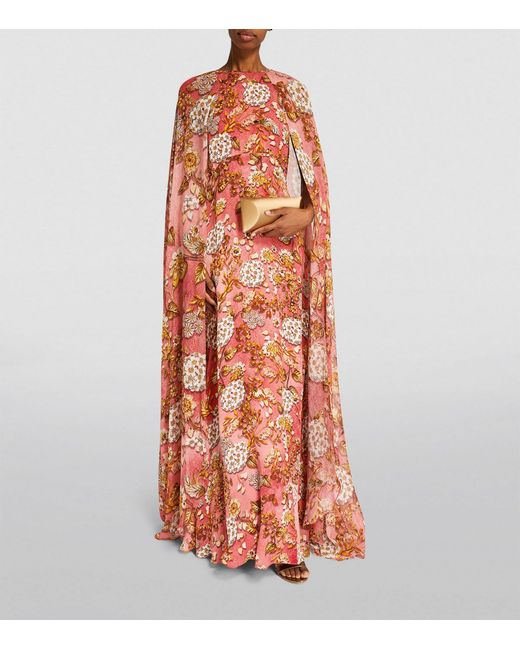 Mary Katrantzou Red Cape-detail Didion Gown