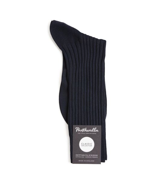 Pantherella Blue Ribbed Danvers Socks for men