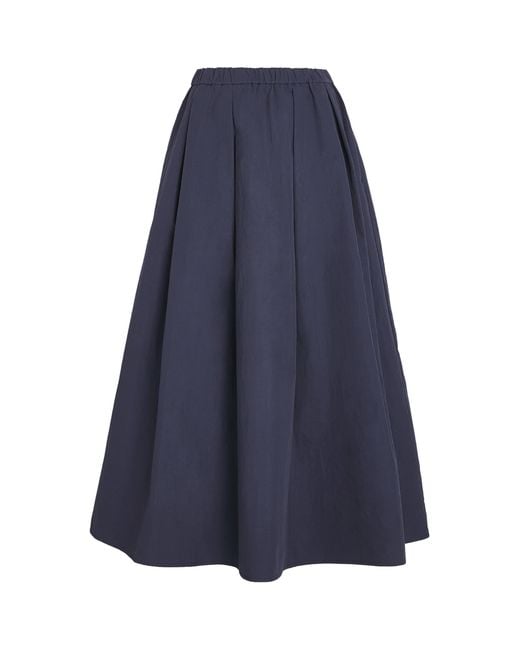 Stylein Blue Cotton-Blend Sorina Midi Skirt