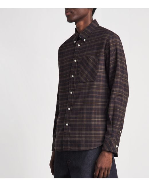 Barbour Black Cotton Mineral Tartan Dunoon Shirt for men