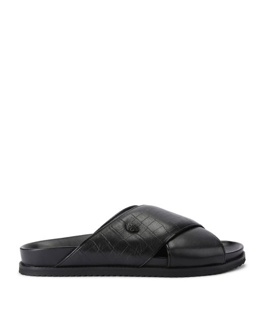 Kurt Geiger Black Leather Baron Sandals for men