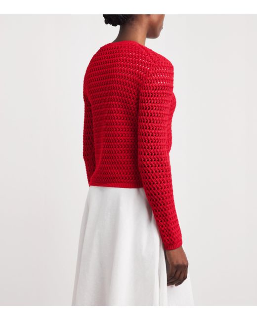 Polo Ralph Lauren Red Cotton Crocheted Cardigan