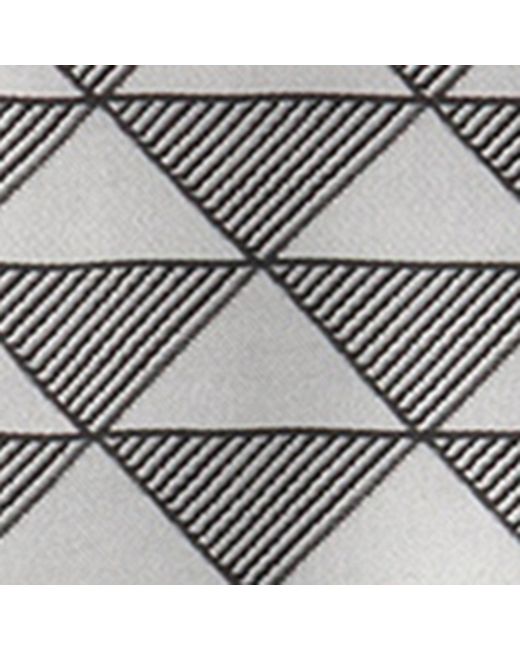 Prada Gray Silk Triangle Print Skinny Scarf