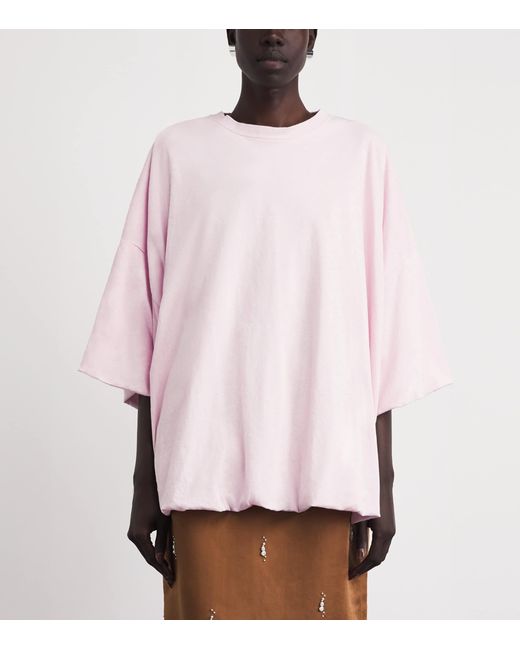 Acne Pink Loose-Fit Cropped T-Shirt