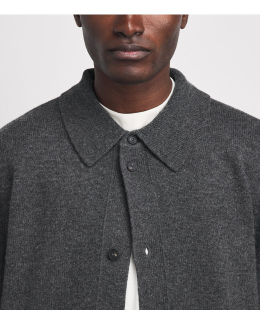FRAME Gray Wool Collar Cardigan for men