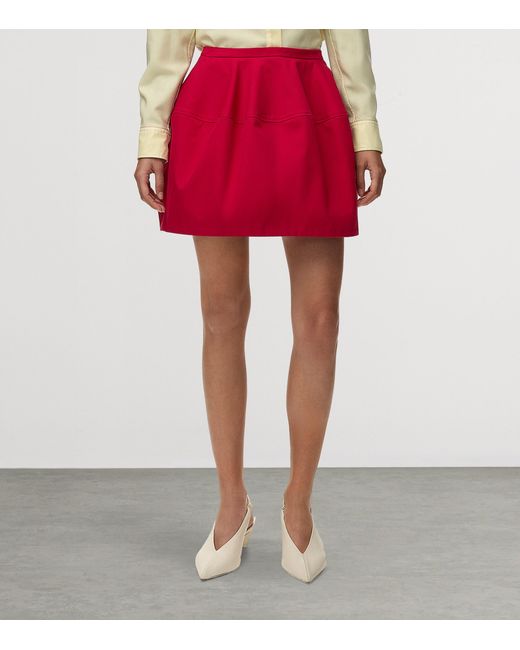Loewe Red Cotton-Silk Balloon Mini Skirt