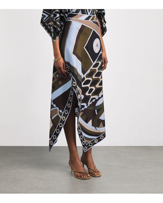 Emilio Pucci Black Silk Vivara Midi Skirt