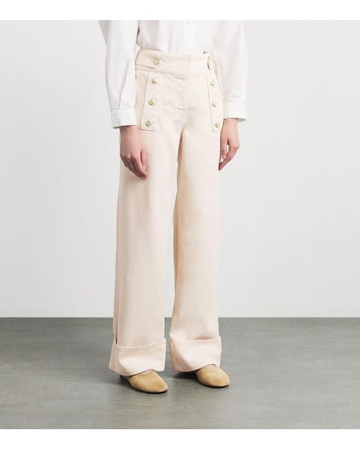 Claudie Pierlot White Sailor Wide-Leg Jeans