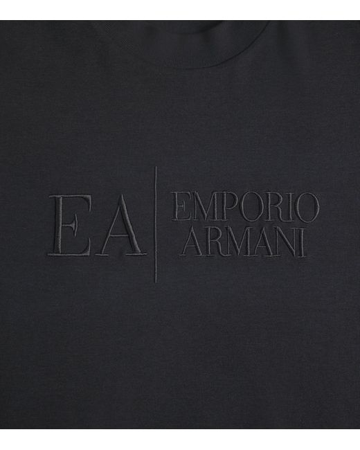 Emporio Armani Black Cotton Logo T-Shirt for men