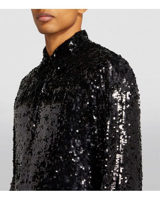 Dries Van Noten Black Embellished Sequin Shirt for men