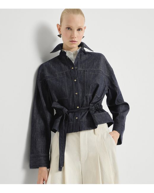 Brunello Cucinelli Blue Self-Tie Denim Shirt