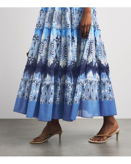 LaDoubleJ Blue Cotton Printed Maxi Dress
