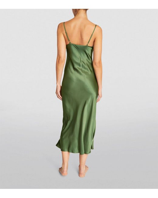 Sleeper Green Feather-trim Boheme Maxi Dress