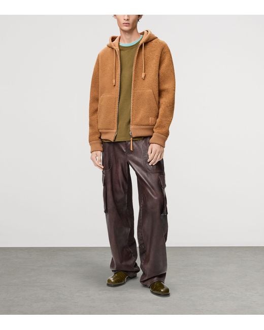 Loewe Brown Shearling Reversible Hooded Jacket for men