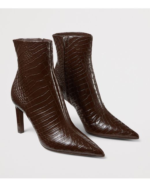 Jimmy Choo Brown Frankie 85 Croc-Embossed Leather Ankle Boots