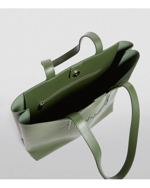 Harrods Green Medium Leather Kensington Tote Bag