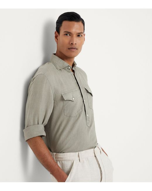 Brunello Cucinelli Gray Linen-cotton Shirt for men