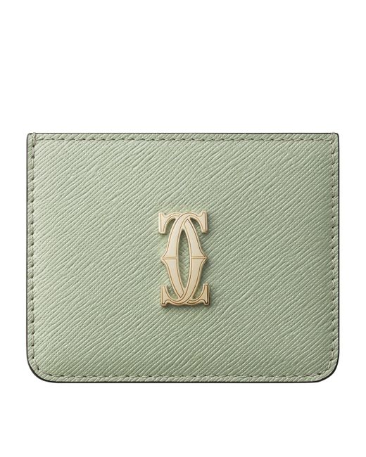 Cartier Green Leather C De Simple Card Holder