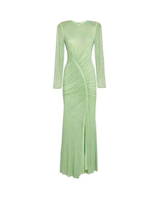 Self-Portrait Green Rhinestone-embellished Maxi Dress