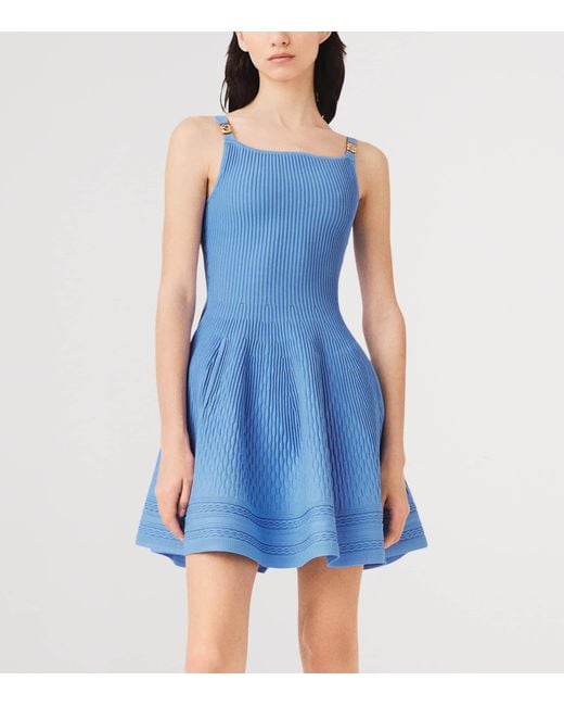 Maje Blue Embellished Knit Mini Dress