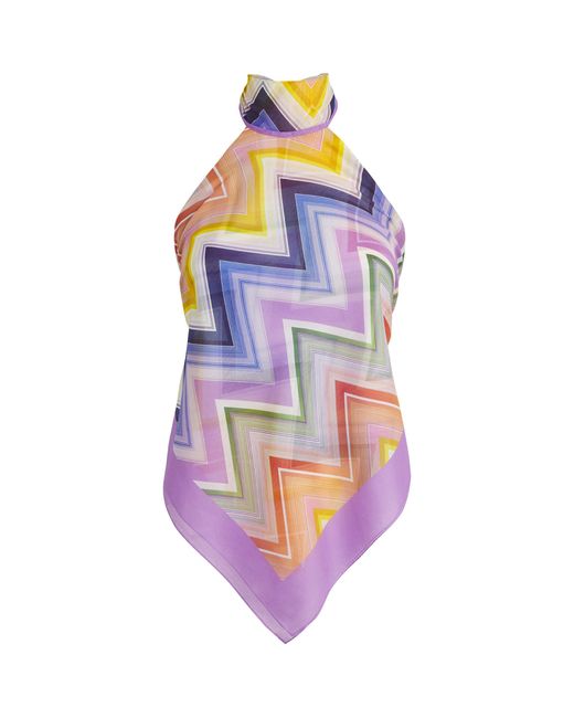 Missoni Purple Cotton-Silk Scarf Top