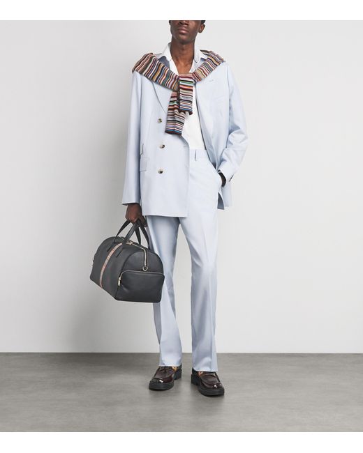 Paul Smith White Wool-Mohair Double-Breasted Blazer for men