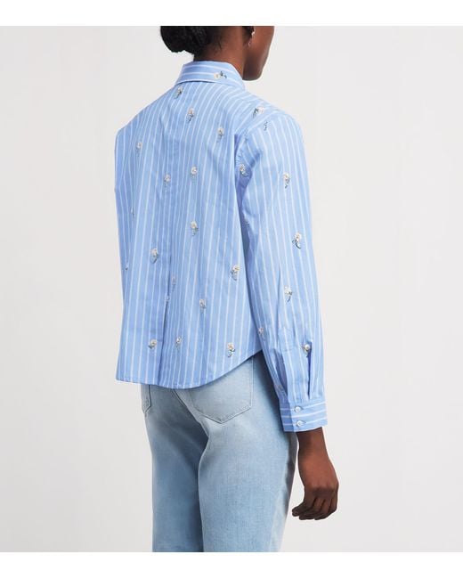 L'Agence Blue Sequinned Stripe Cosette Shirt