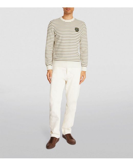 Lacoste Natural Organic Cotton-blend Striped Sweater for men