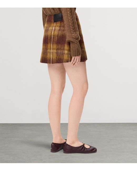 Loewe Brown Mohair-Wool Buckled Mini Skirt