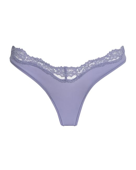 Skims Purple Lace-Trim Fits Everybody Dipped Thong