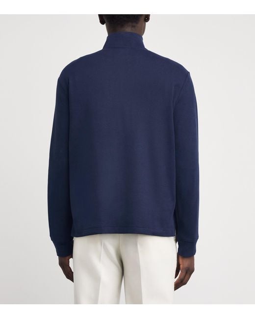 Polo Ralph Lauren Blue Cotton Quarter-Zip Sweatshirt for men