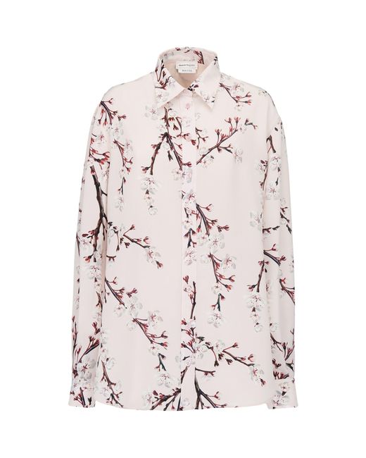 Alexander McQueen Purple Silk Cherry Blossom Shirt