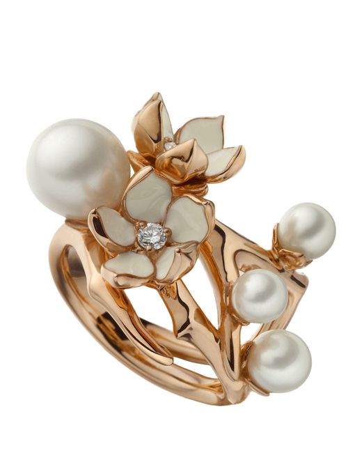 Shaun Leane Metallic Rose Gold Vermeil, Diamond And Pearl Cherry Blossom Flower Ring