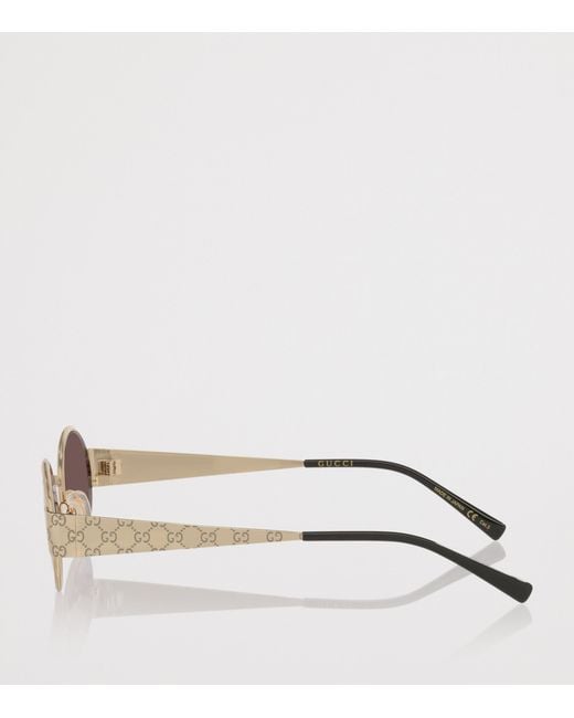 Gucci Brown Metal Round Sunglasses for men