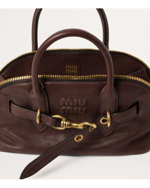 Miu Miu Brown Nappa Leather Aventure Top-Handle Bag