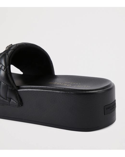 Kurt Geiger Black Meena Eagle Platform Slides