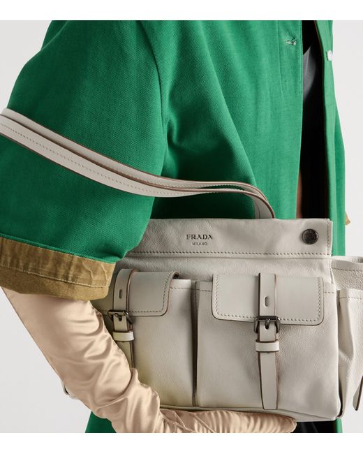 Prada Gray Medium Leather Route Tote Bag