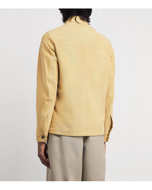 Isaia Natural Lamb Suede Zip-Up Overshirt for men