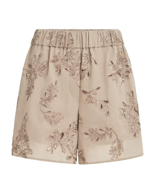 Brunello Cucinelli Natural Cotton Organza Bermuda Shorts