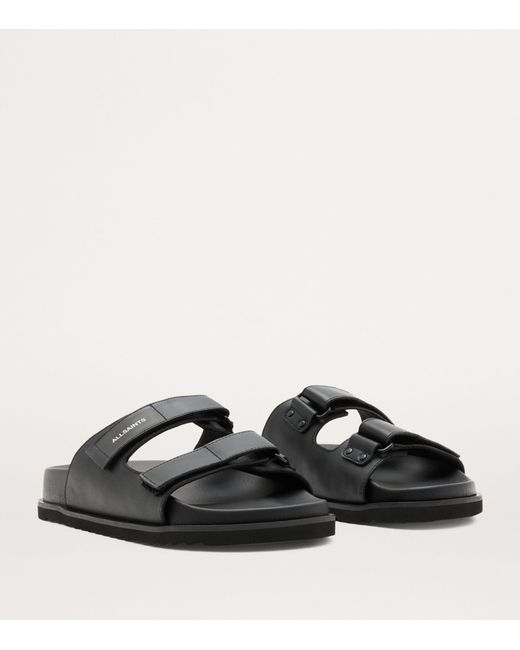 AllSaints Black Leather Vex Sandals for men