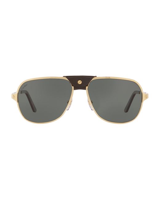 Cartier Gray Frame Pilot Sunglasses