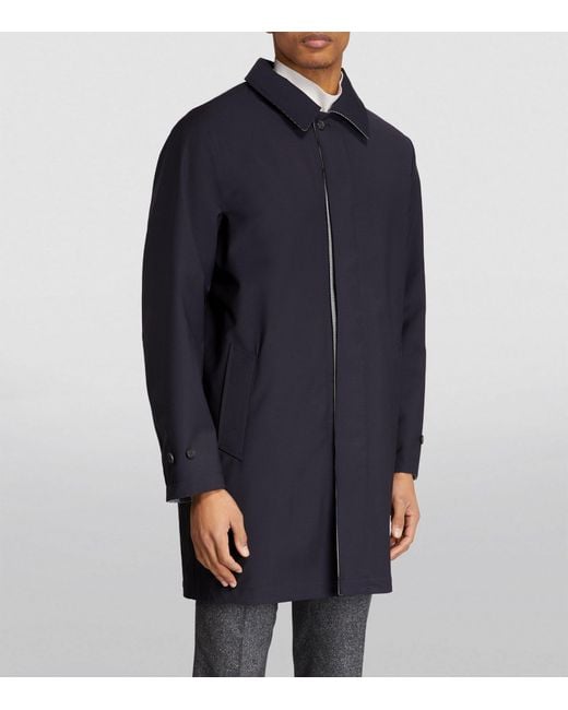 Dunhill Gray Reversible Houndstooth Overcoat for men