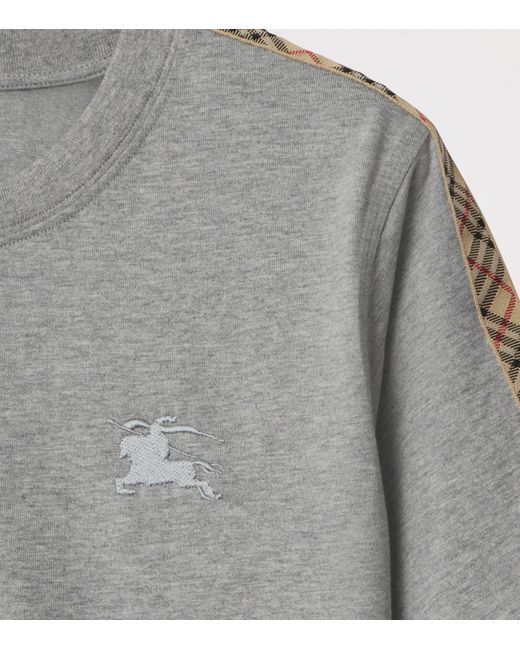 Burberry Gray Check-Trim Ekd T-Shirt