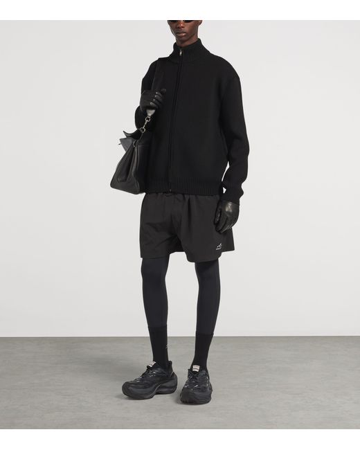 Balenciaga Black Wool Artwork Patch Zip-Up Jacket for men
