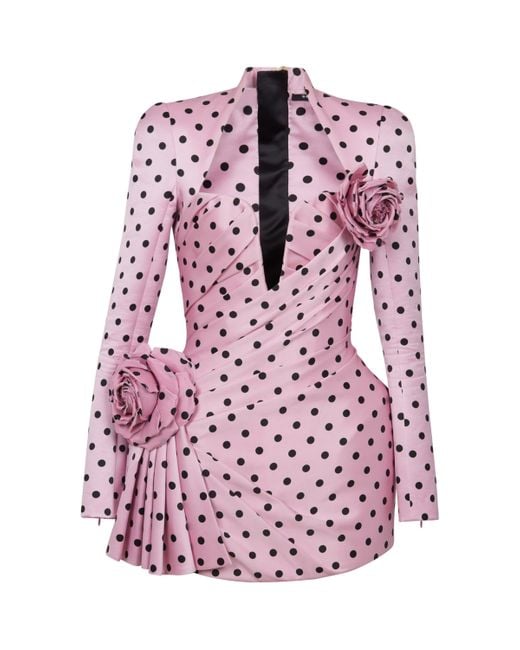 Balmain Pink Polka Dot Print Mini Dress