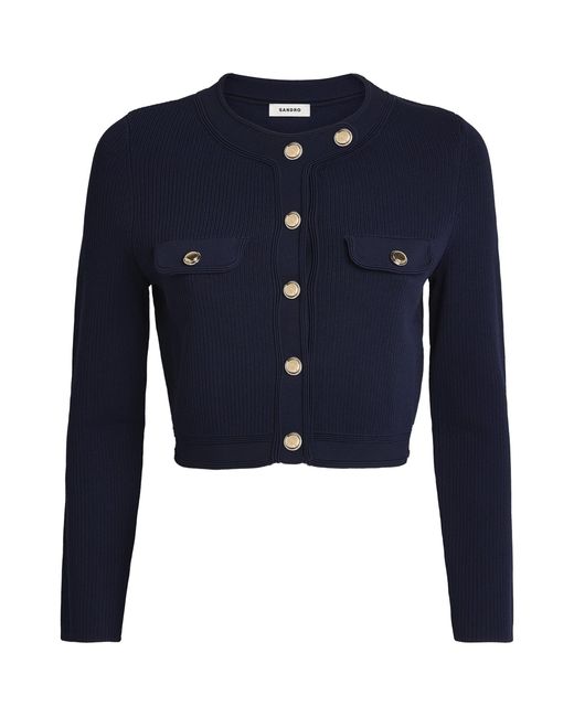 Sandro Blue Wool Cropped Cardigan