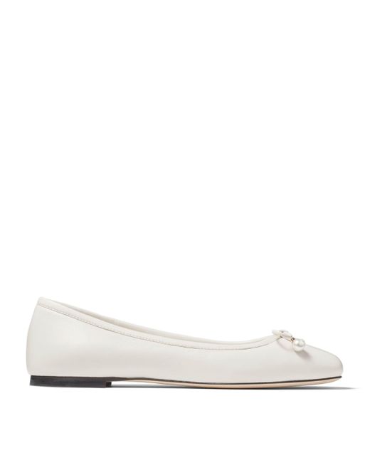 Jimmy Choo White Elme Lambskin Ballet Flats