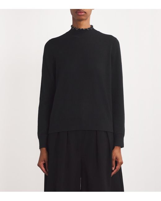 Sandro Black Wool-Cashmere High-Neck Sweater