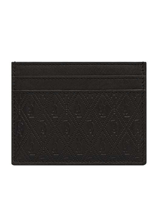Saint Laurent Black Leather Monogram Card Holder for men