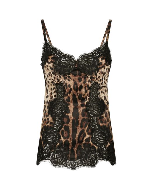 Dolce & Gabbana Black Leopard Print Lace Camisole